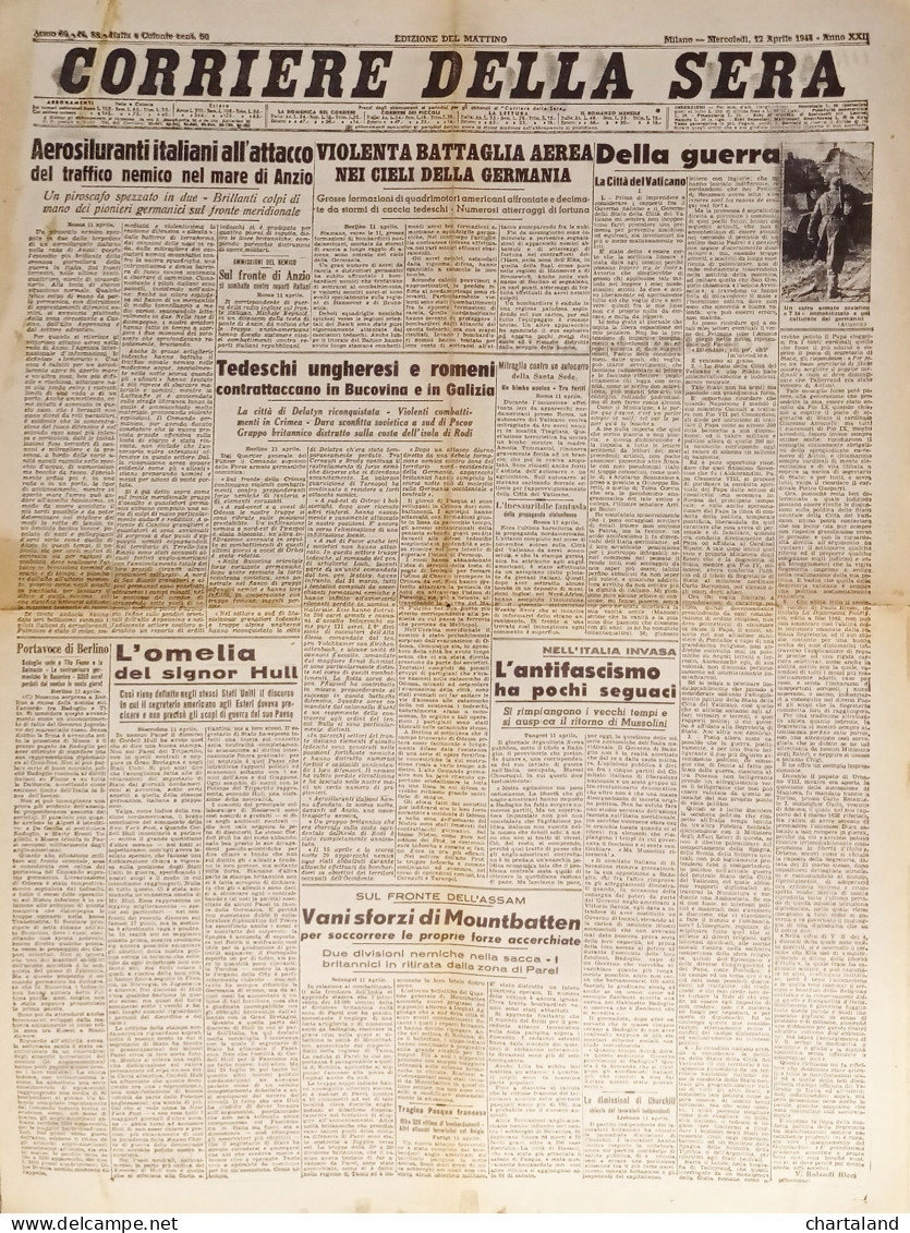 Corriere Della Sera N. 88 - 1944 Contrattacco In Bucovina E In Galizia - Altri & Non Classificati
