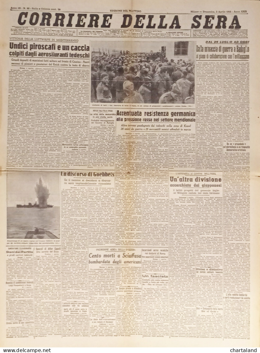 Corriere Della Sera N. 80 - 1944 Vittoria Della Luftwaffe In Mediterraneo - Altri & Non Classificati