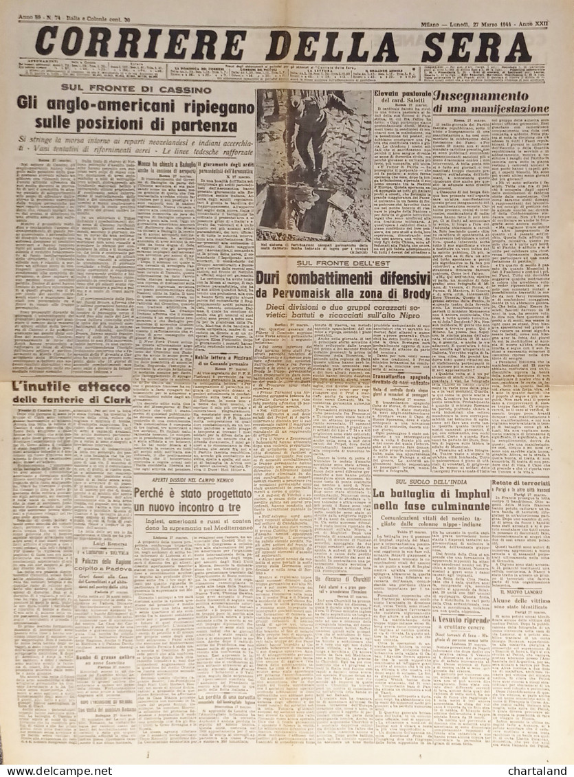 Corriere Della Sera N. 74 - 1944 Sul Fronte Di Cassino - Altri & Non Classificati