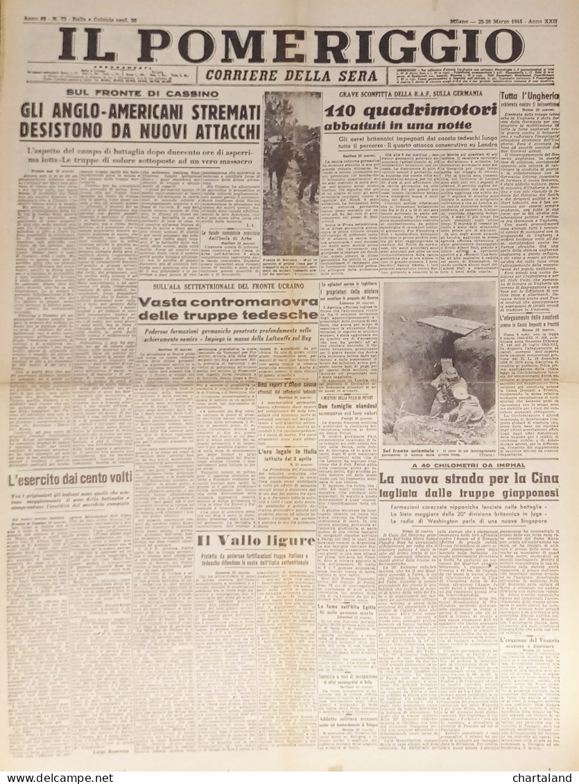 Corriere Della Sera N. 73 - 1944 Grave Sconfitta R. A. F. Sulla Germania - Altri & Non Classificati