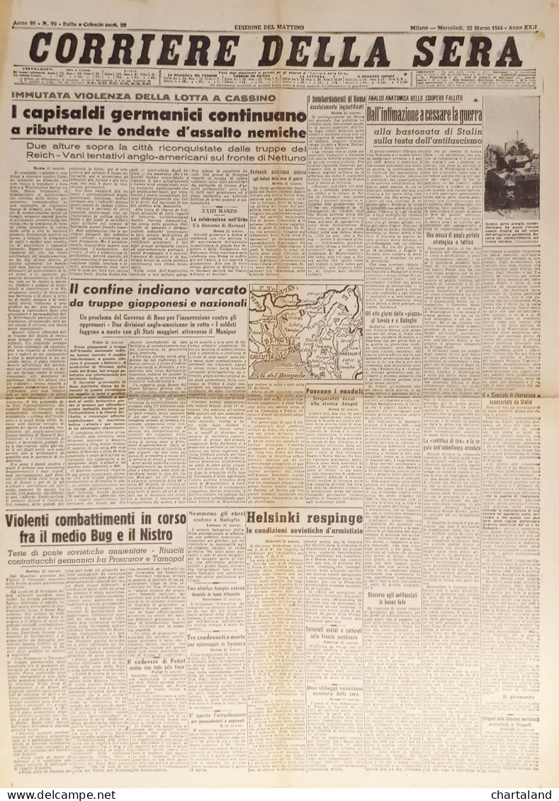 Corriere Della Sera N. 70 - 1944 Il Confine Indiano Varcato Da Truppe Giapponesi - Altri & Non Classificati