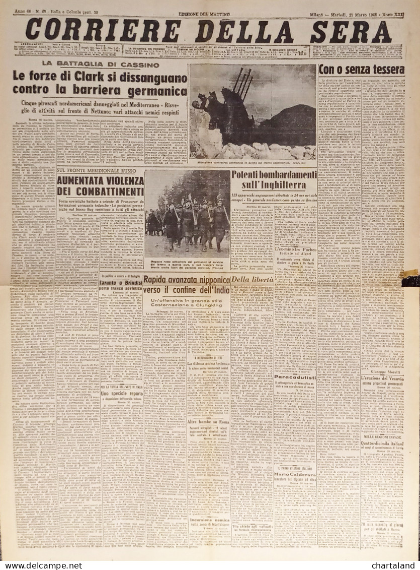 Corriere Della Sera N. 69 - 1944 Le Forze Di Clark Contro La Barriera Germanica - Altri & Non Classificati