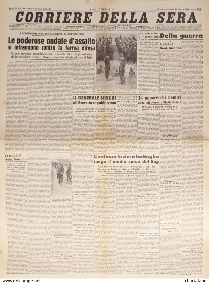 Corriere Della Sera N. 67 - 1944 L'offensiva Di Clark A Cassino - Altri & Non Classificati