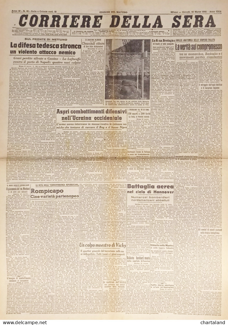 Corriere Della Sera N. 65 - 1944 Aspri Combattimenti Nell'Ucraina Occidentale - Altri & Non Classificati