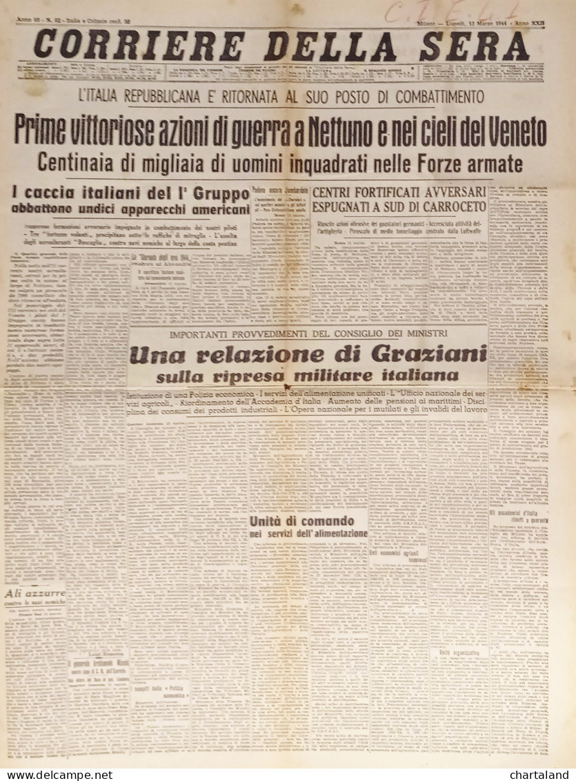 Corriere Della Sera N. 62 - 1944 Prime Vittoriose Azioni Di Guerra A Nattuno - Altri & Non Classificati