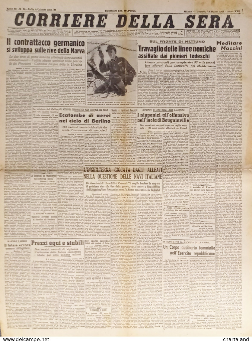 Corriere Della Sera N. 60 - 1944 Ecatombe Di Aerei Nel Cielo Di Berlino - Altri & Non Classificati