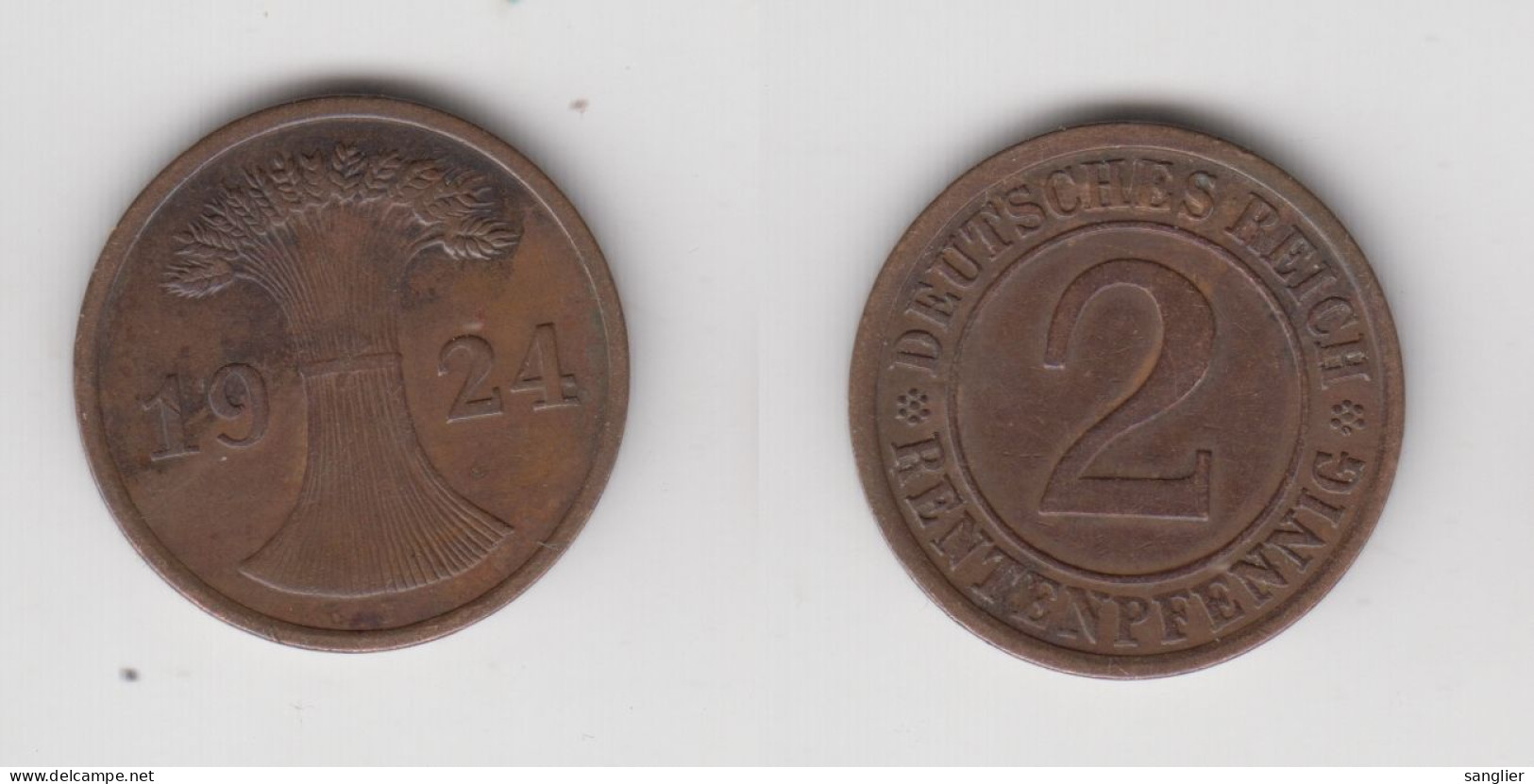 2 RENTENPFENNIG 1924 A - 2 Reichspfennig