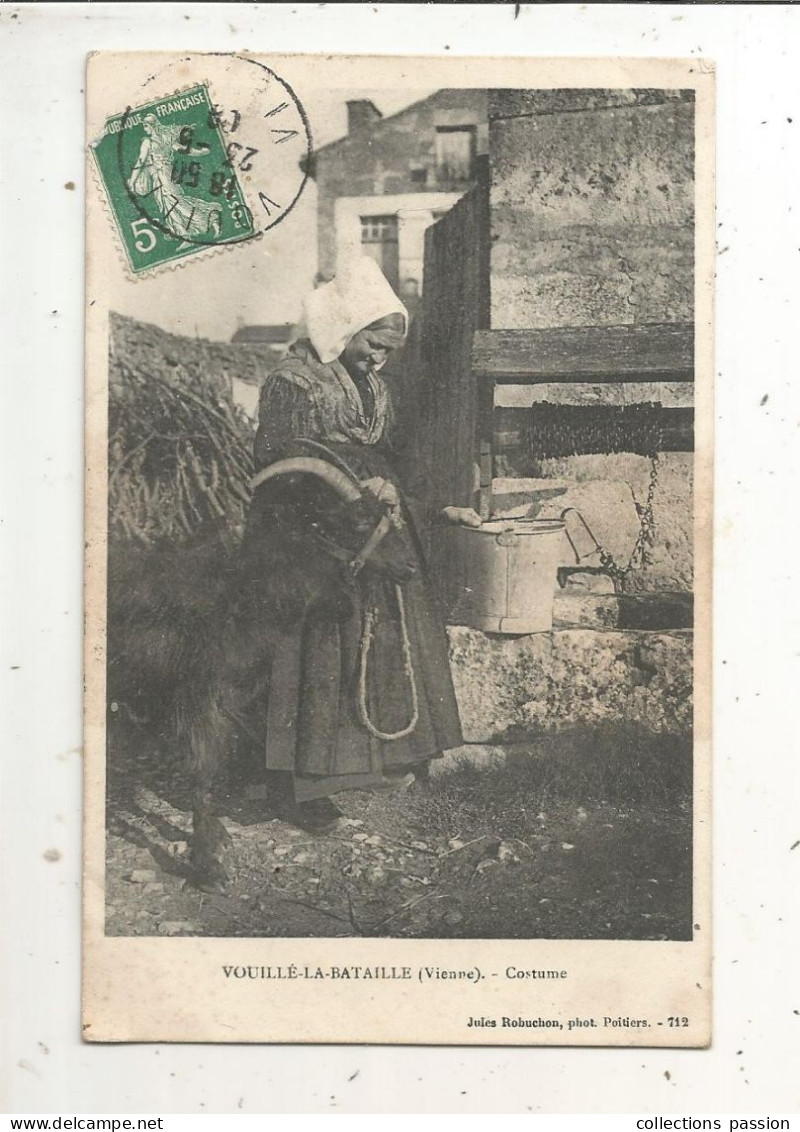 Cp, 86, Vienne, VOUILLE LA BATAILLE, Costume, Voyagée 1909 - Vouille