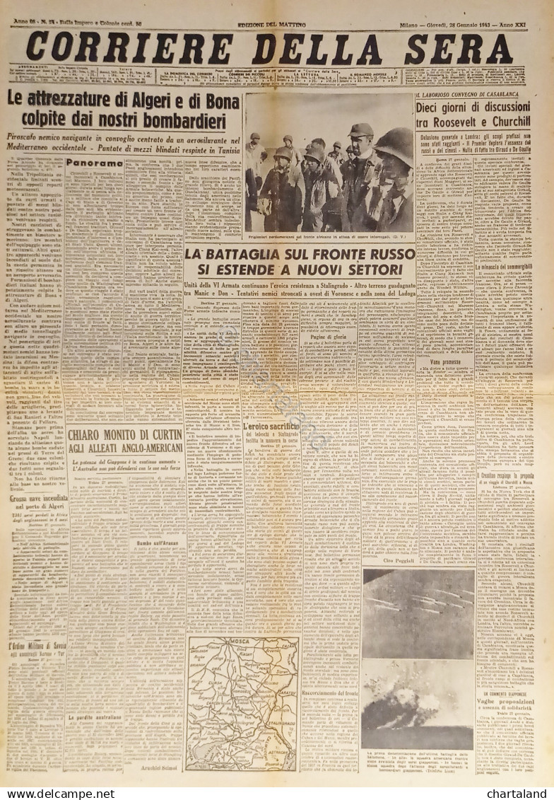 Corriere Della Sera N. 24 - 1943 Le Attrezzature Di Algeri E Di Bona Colpite - Altri & Non Classificati