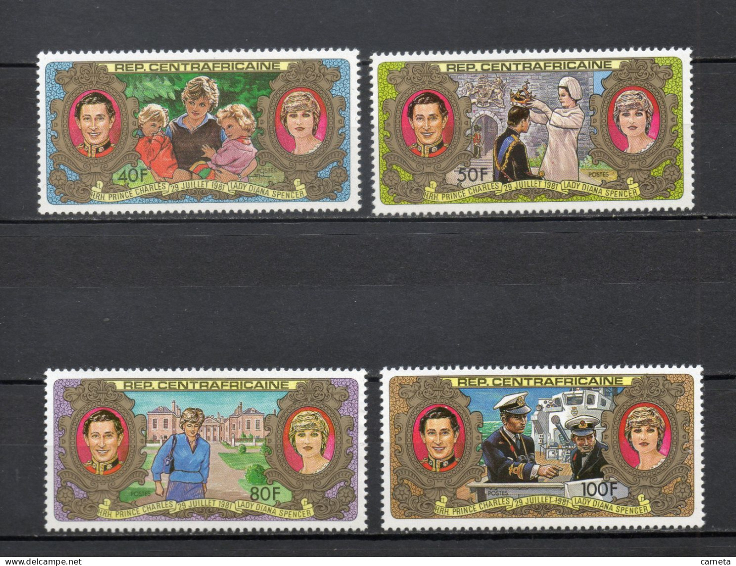 CENTRAFRIQUE N° 479 à 482   NEUFS SANS CHARNIERE COTE 3.00€   MARIAGE LADY DIANA PRINCE CHARLES - Centrafricaine (République)