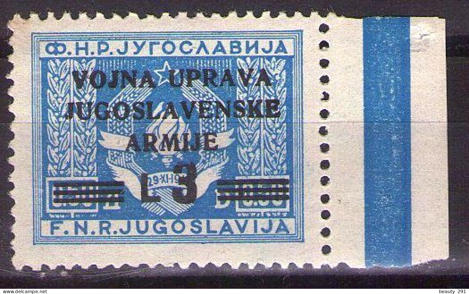 1947 ISTRIA E LITORALE SLOVENO,AMMINISTRAZIONE MILITARE JUGOSLAVA ,Sass. 70 MNH**VF - Occ. Yougoslave: Littoral Slovène