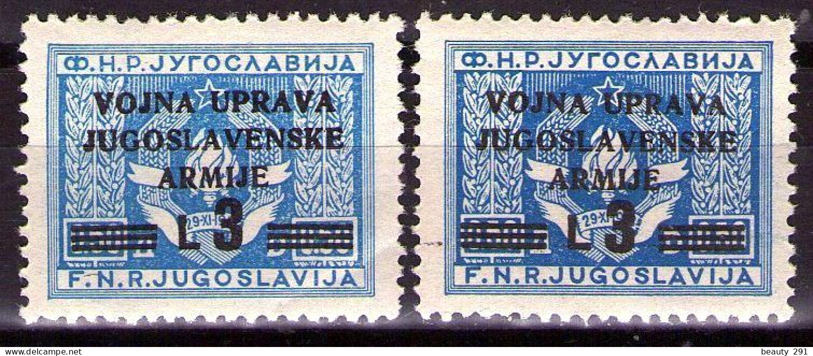 1947 ISTRIA E LITORALE SLOVENO,AMMINISTRAZIONE MILITARE JUGOSLAVA ,Sass. 70 MNH**VF - Occup. Iugoslava: Litorale Sloveno