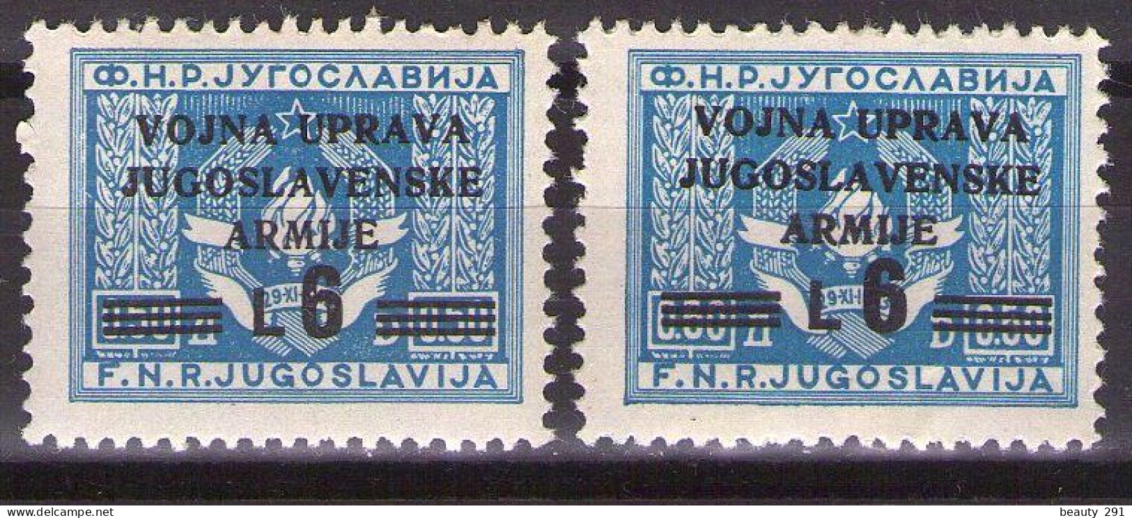 1947 ISTRIA E LITORALE SLOVENO,AMMINISTRAZIONE MILITARE JUGOSLAVA ,Sass. 72 MNH**VF - Occup. Iugoslava: Litorale Sloveno