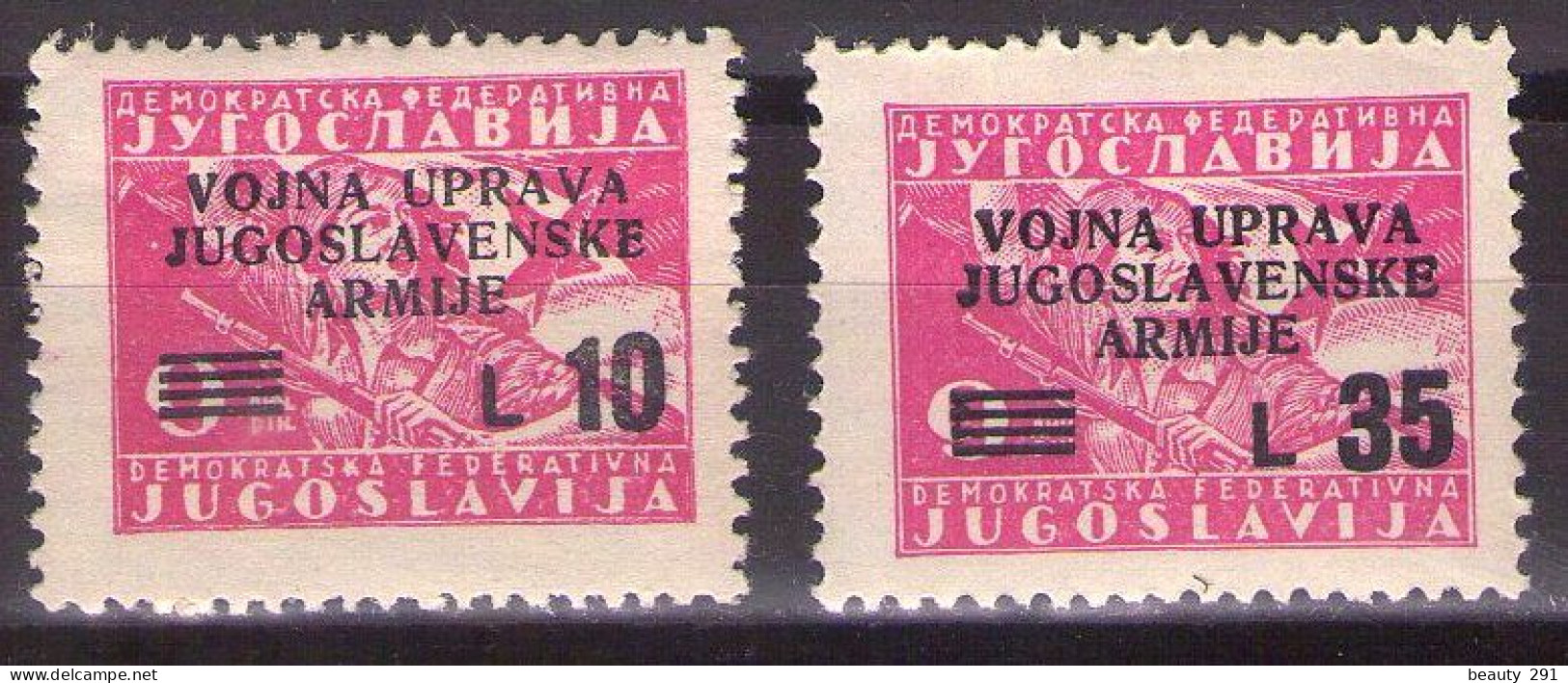 1947 ISTRIA E LITORALE SLOVENO,AMMINISTRAZIONE MILITARE JUGOSLAVA ,Sass. 73,75 MNH**VF - Jugoslawische Bes.: Slowenische Küste