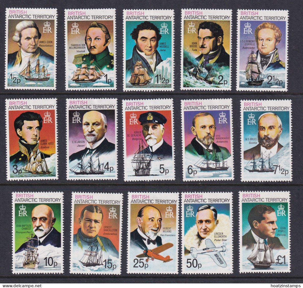 British Antarctic Territory: 1973   Ship Captains Set  SG44-58     MH - Ongebruikt