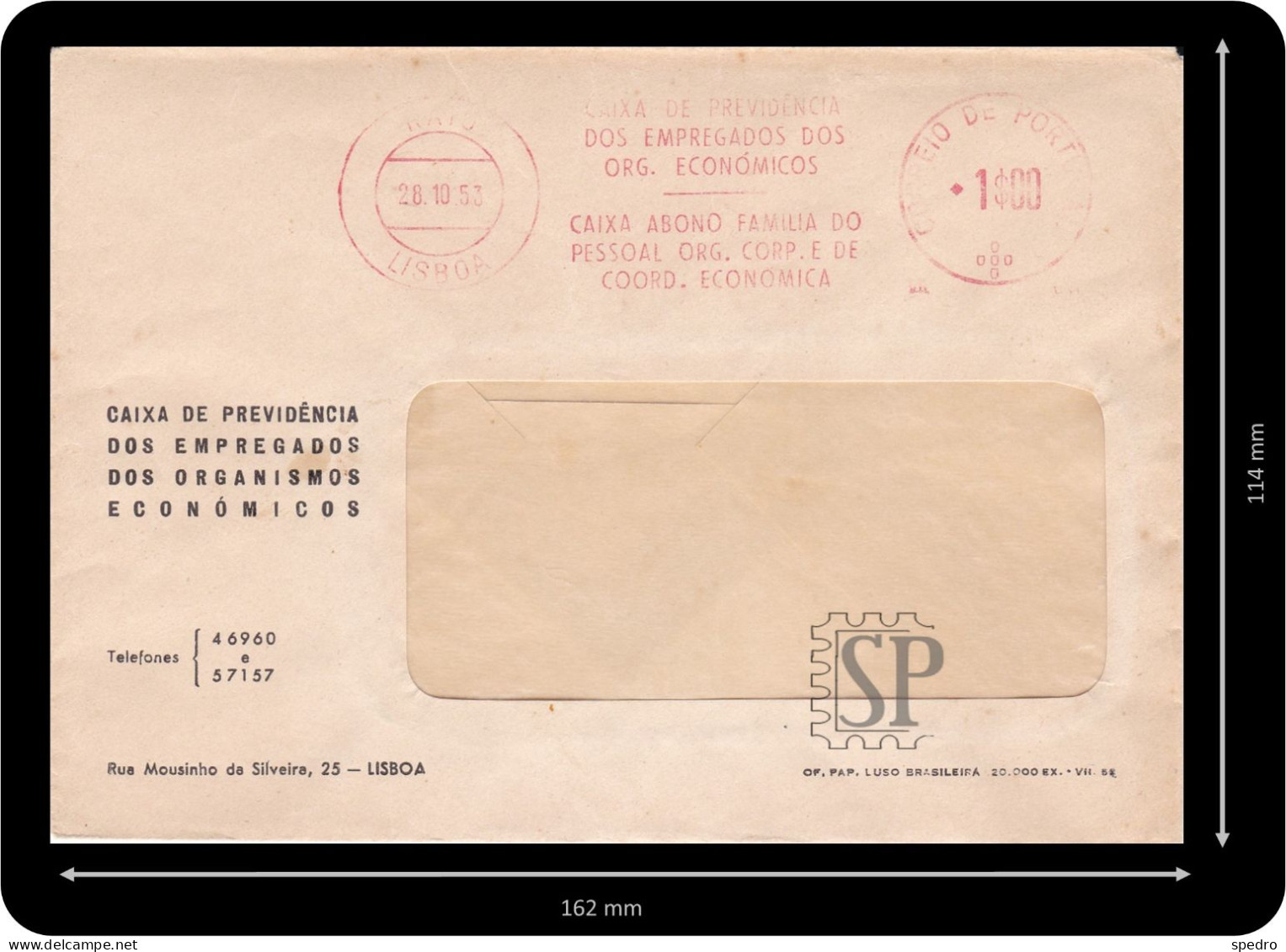 Portugal 1953 Franquia Mecânica Franchise Caixa De Previdência Dos Empregados Lisboa Rato Red Meter Francotyp “Cc” - Franking Machines (EMA)