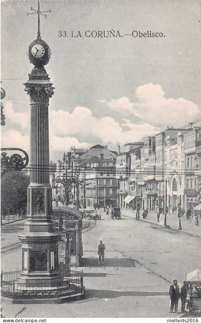 LA CORUNA - OBELISCO ~ AN OLD POSTCARD #233614 - La Coruña