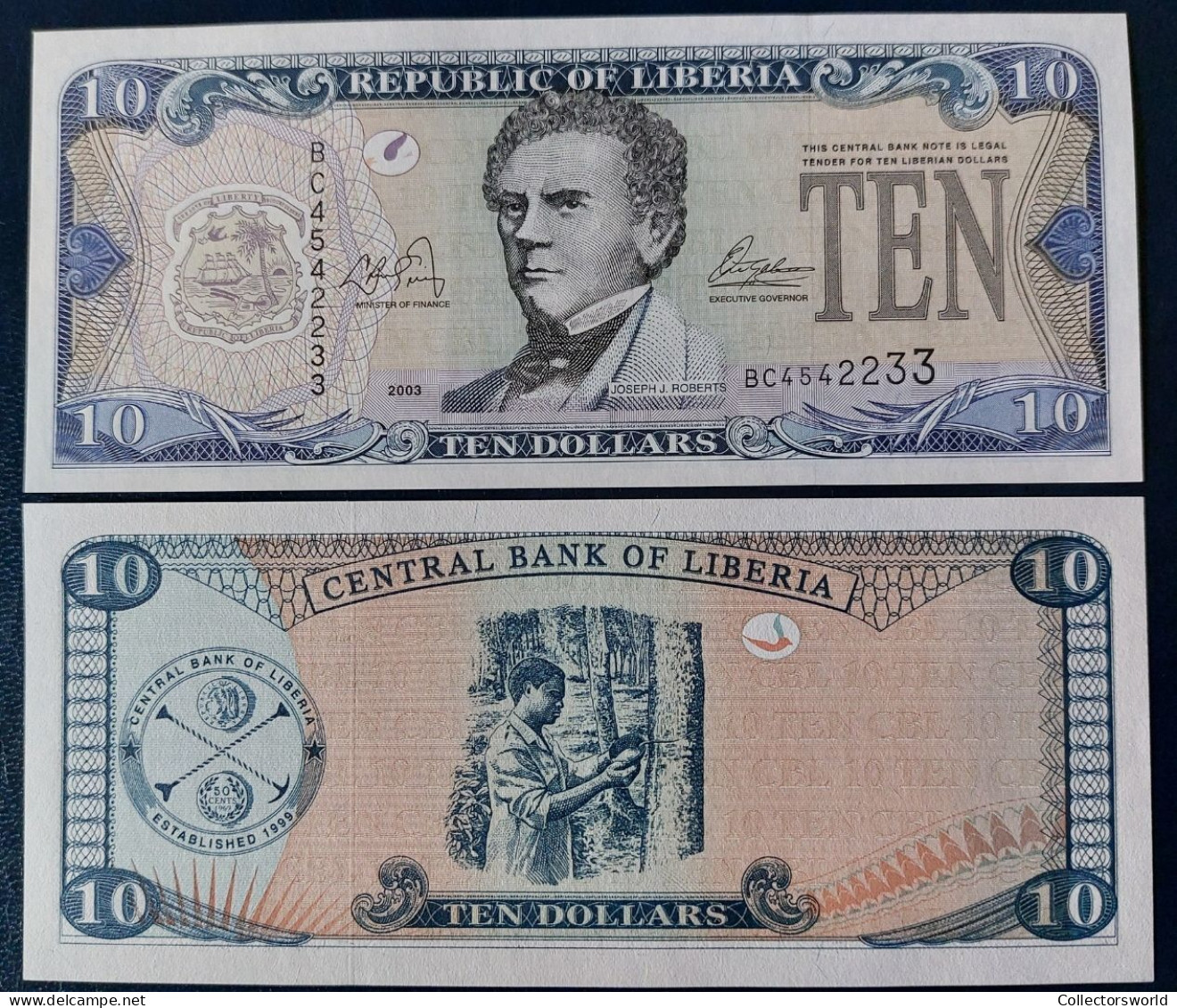 Liberia 10 Dollars 2003 P27 UNC - Liberia