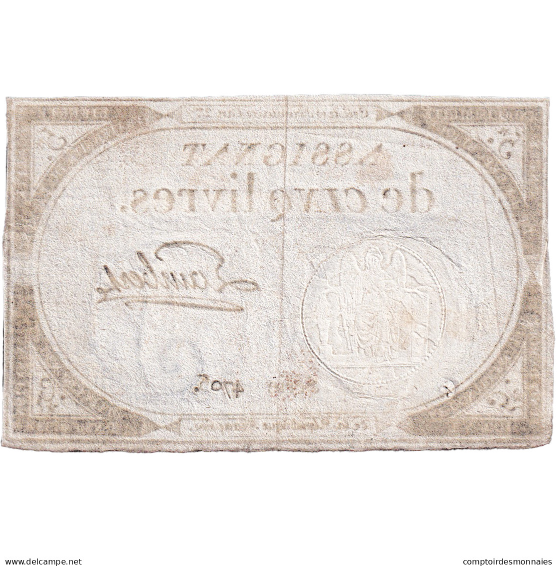 France, 5 Livres, An 2, SERIE 4705, TTB, KM:A76, Lafaurie:171 - Assegnati