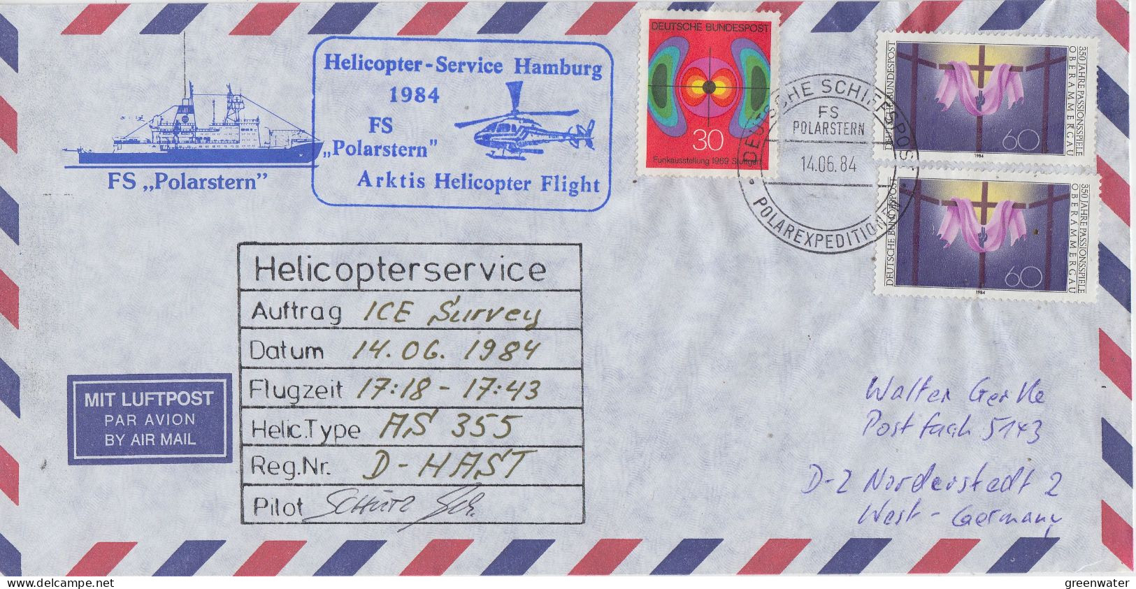 Germany Mizex Project 1984 Heli Flight Polarstern Ice Survey 14.06.1984 (MZ159C) - Vols Polaires