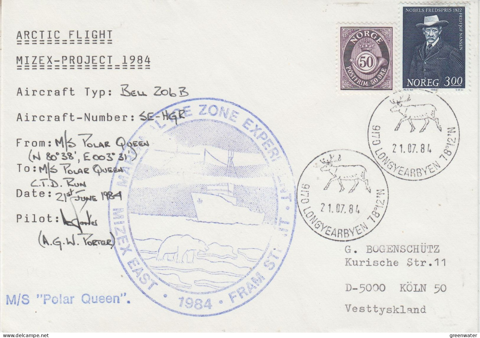 Norway Mizex Project 1984 Heli Light From Polar Queen To Polar Queen 21.6.1984 (MZ161A) - Vuelos Polares