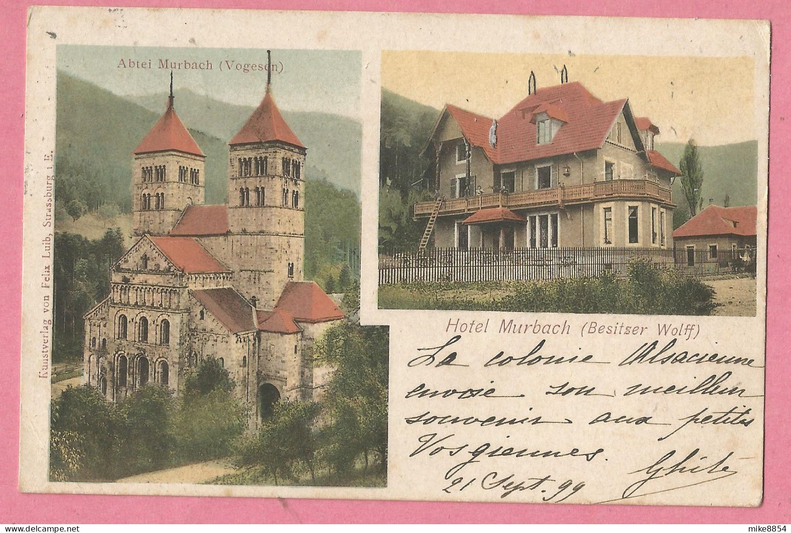 SAS182  CPA  Postkarte  CPA  MURBACH  (Haut-Rhin)   Abtei - Abbaye - Hôtel Murbach (Besitzer Wolff)  1899  ++++ - Murbach