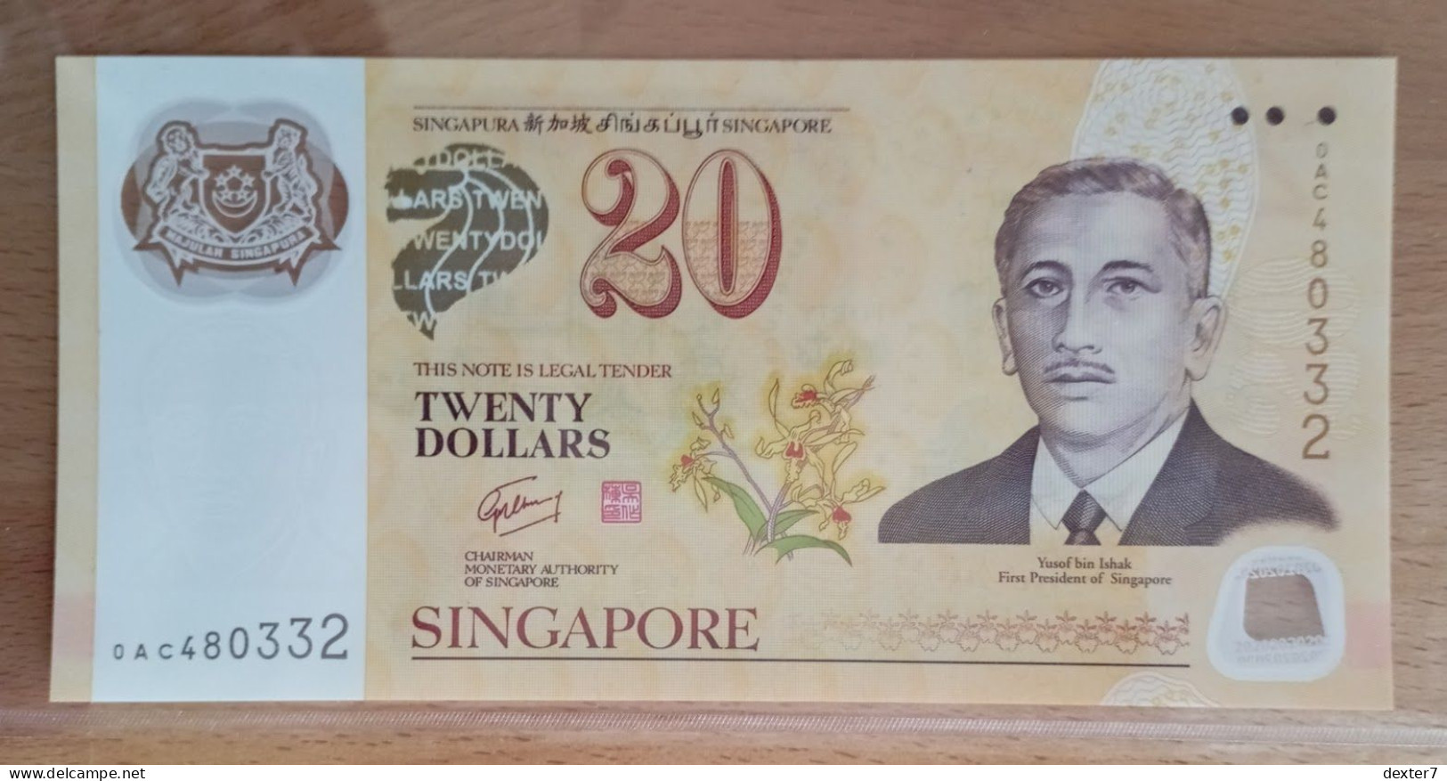 Singapore 20 Dollars 2007 UNC Polymer COMM 40th - Singapore