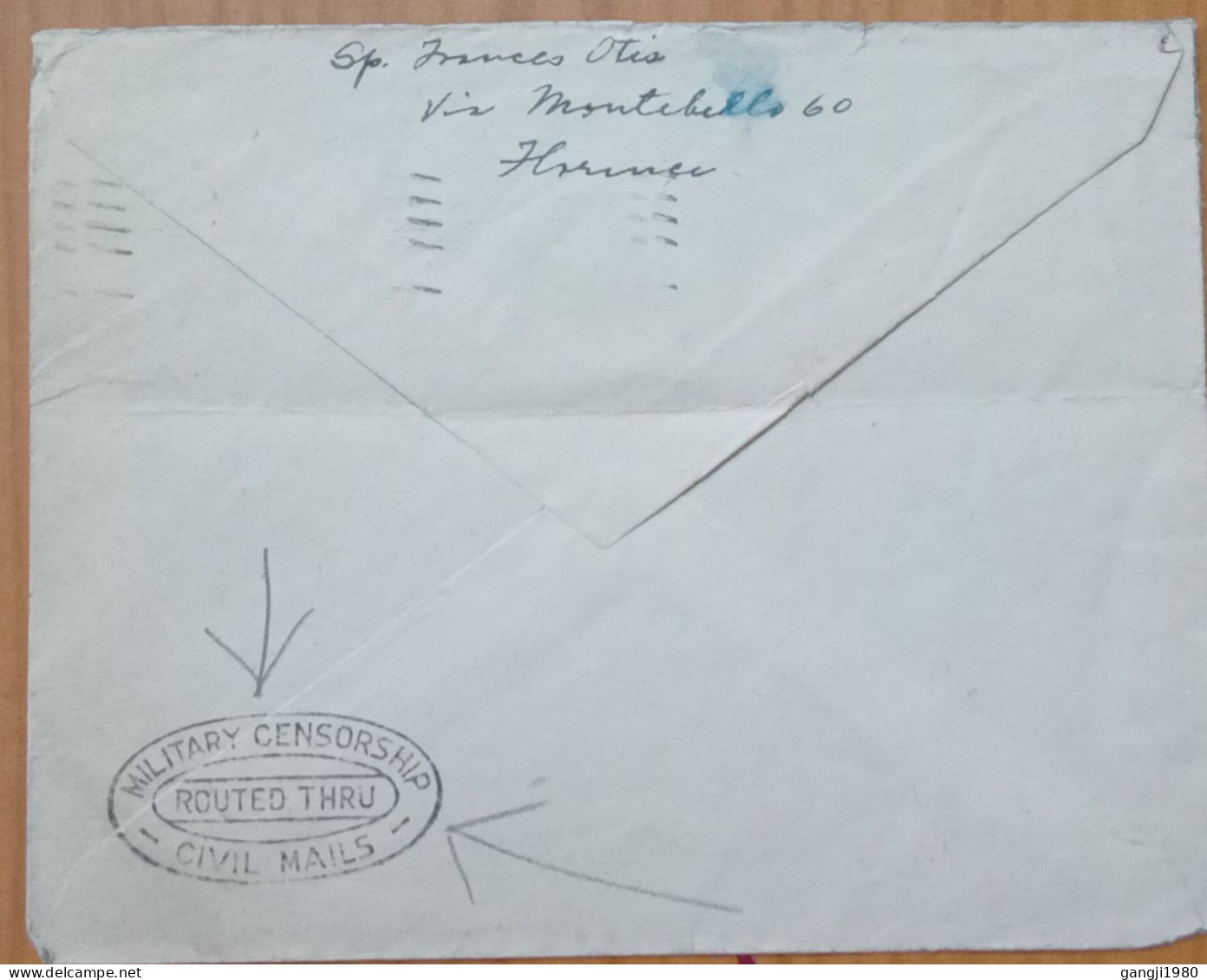 ITALY 1945, WORLD WAR I COVER USER TO USA, SURCHARGE & OVPTD P.M. MILITARY  CENSORSHIP ROUTED THRU CIVIL MAILS. - Afgestempeld