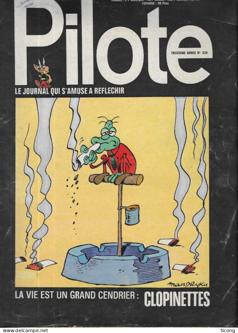 BD PILOTE 1971 NUMERO 634  - CLOPINETTES, GOTLIB, LE SERMON, REISER, VALERIAN, CHAKIR, GREG, GIBO, FOULE, GRAND DUDUCHE. - Pilote