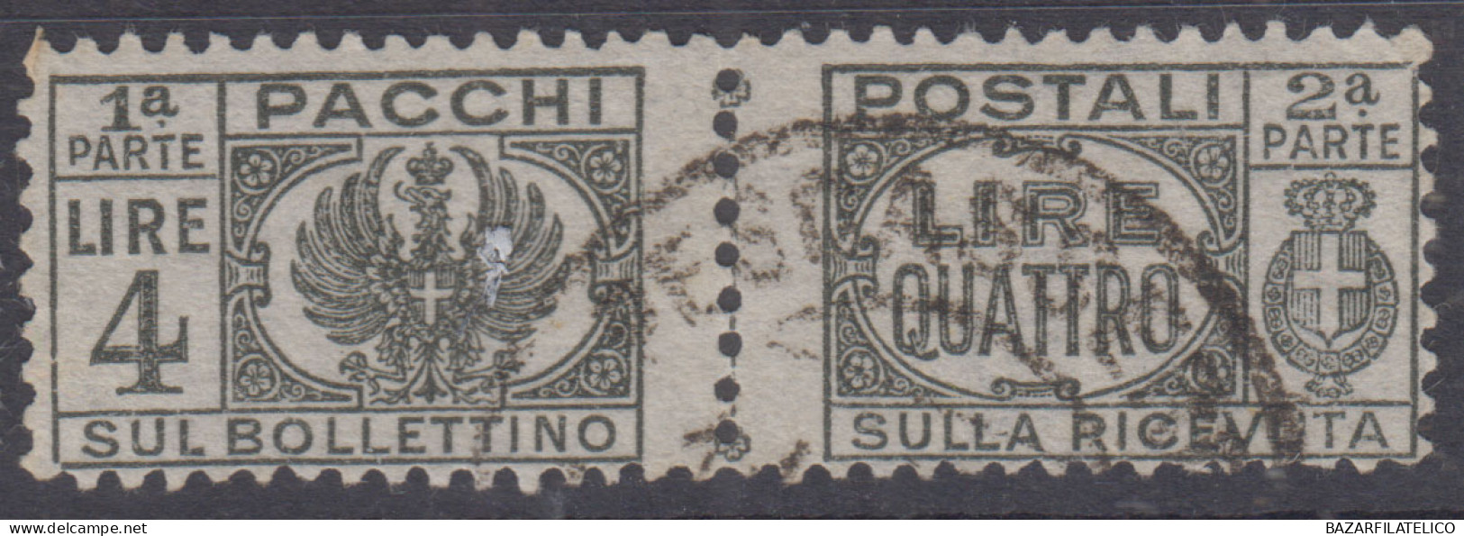 LUOGOTENENZA 1946 PACCHI POSTALI 4 LIRE N.63 USATO - Usati