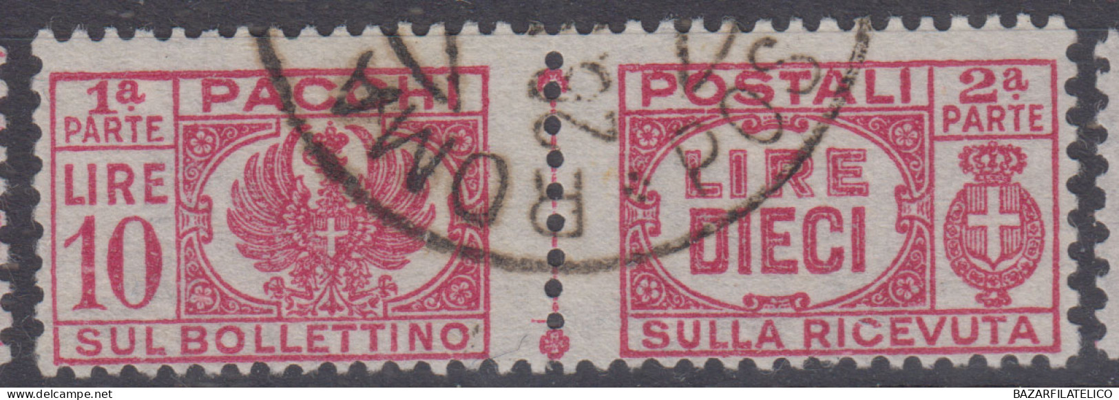 LUOGOTENENZA 1946 PACCHI POSTALI 10 LIRE N.64 USATO - Gebraucht