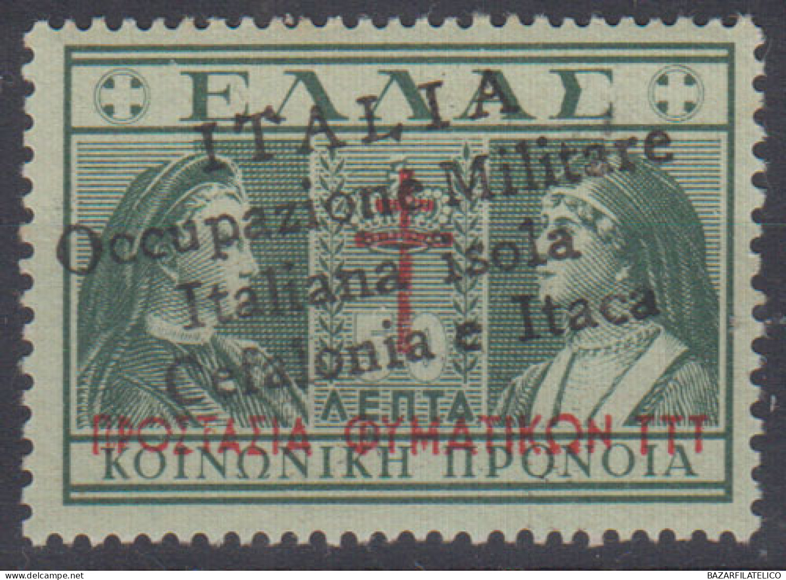 OCCUPAZIONI CEFALONIA E ITACA 1940 BENEFICENZA 50 L. N.84 G.O MH* CERT. - Cefalonia & Itaca