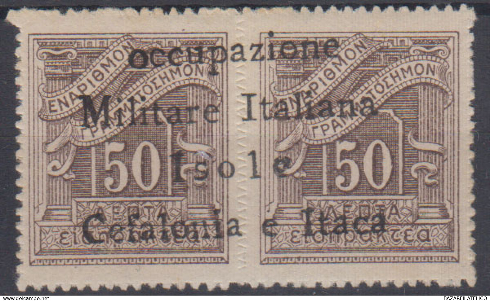 OCCUPAZIONI ITACA 1941 SEGNATASSE 50 + 5 D. N.3 G.I MNH** 2 CERT. GRANDE RARITA' - Cefalonia & Itaca