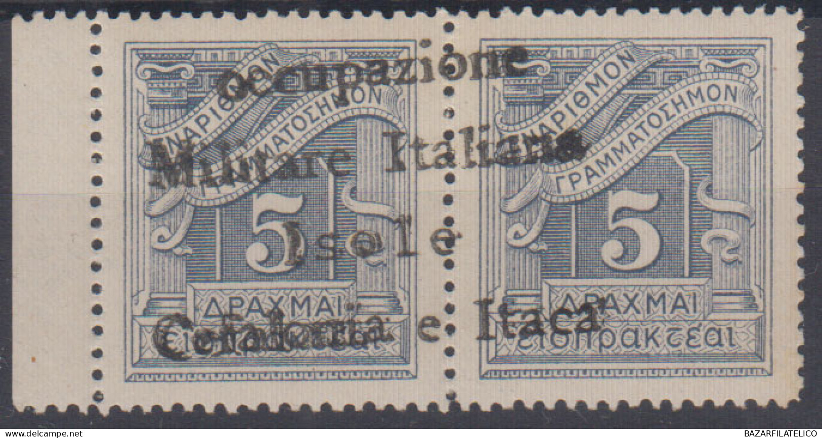 OCCUPAZIONI ITACA 1941 SEGNATASSE 5 + 5 D. N.6 G.I MNH** 2 CERT.  GRANDE RARITA' - Cefalonia & Itaca