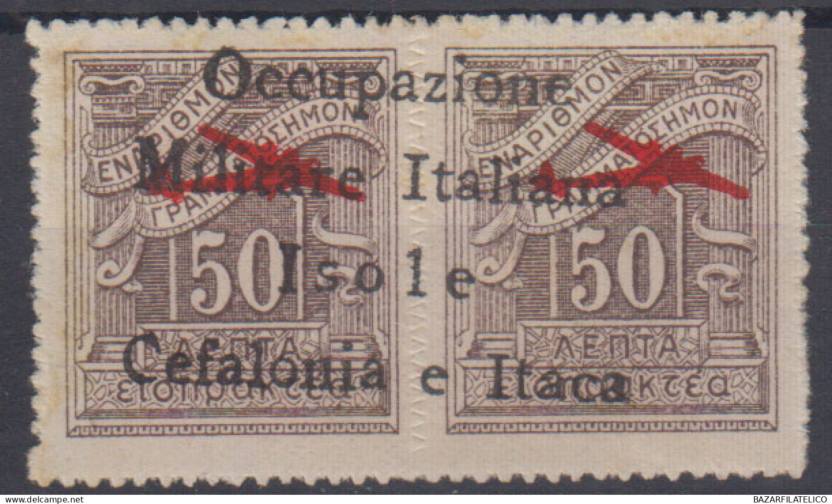 OCCUPAZIONI ITACA 1941 POSTA AEREA 50 + 50 L. N.12 "O" MAIUSCOLA G.I MNH** CERT. - Cefalonia & Itaca