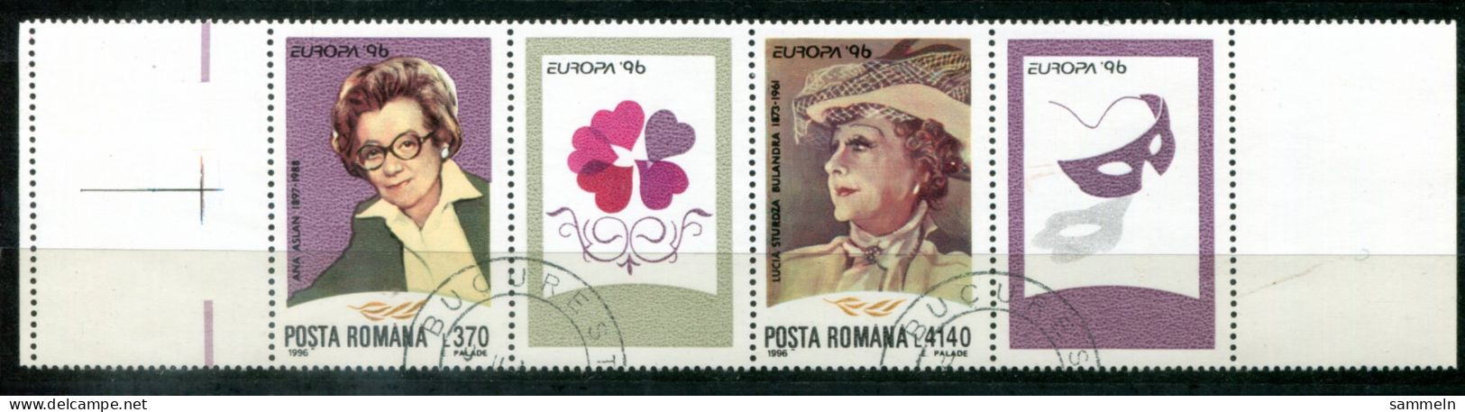 RUMÄNIEN 5174-5175 Zdr. + Leerfeld Canc. - Europa CEPT 1996 - ROMANIA / ROUMANIE - Gebraucht