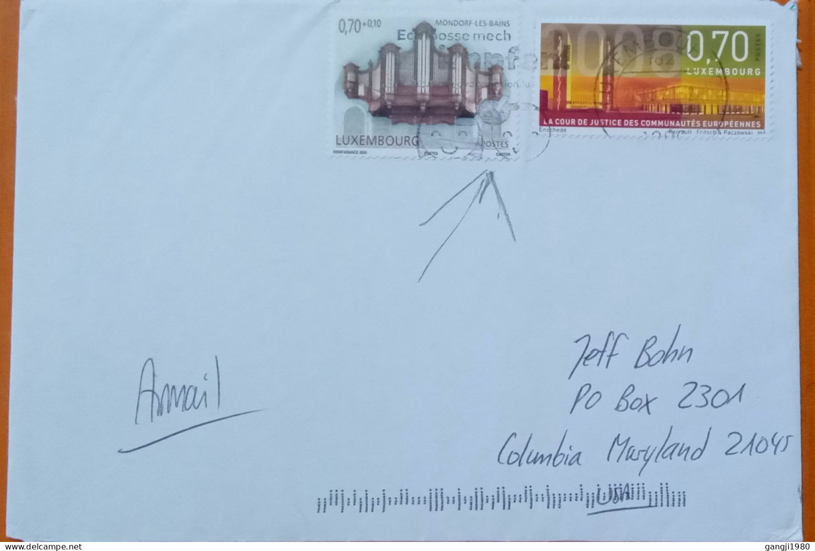 LUXEMBOURG 2021,COVER USED TO USA, MONDORF-LE-BAINS 200,8 EUROPEAN COMUNITY, MACHINE SLOGAN CANCEL. - Storia Postale