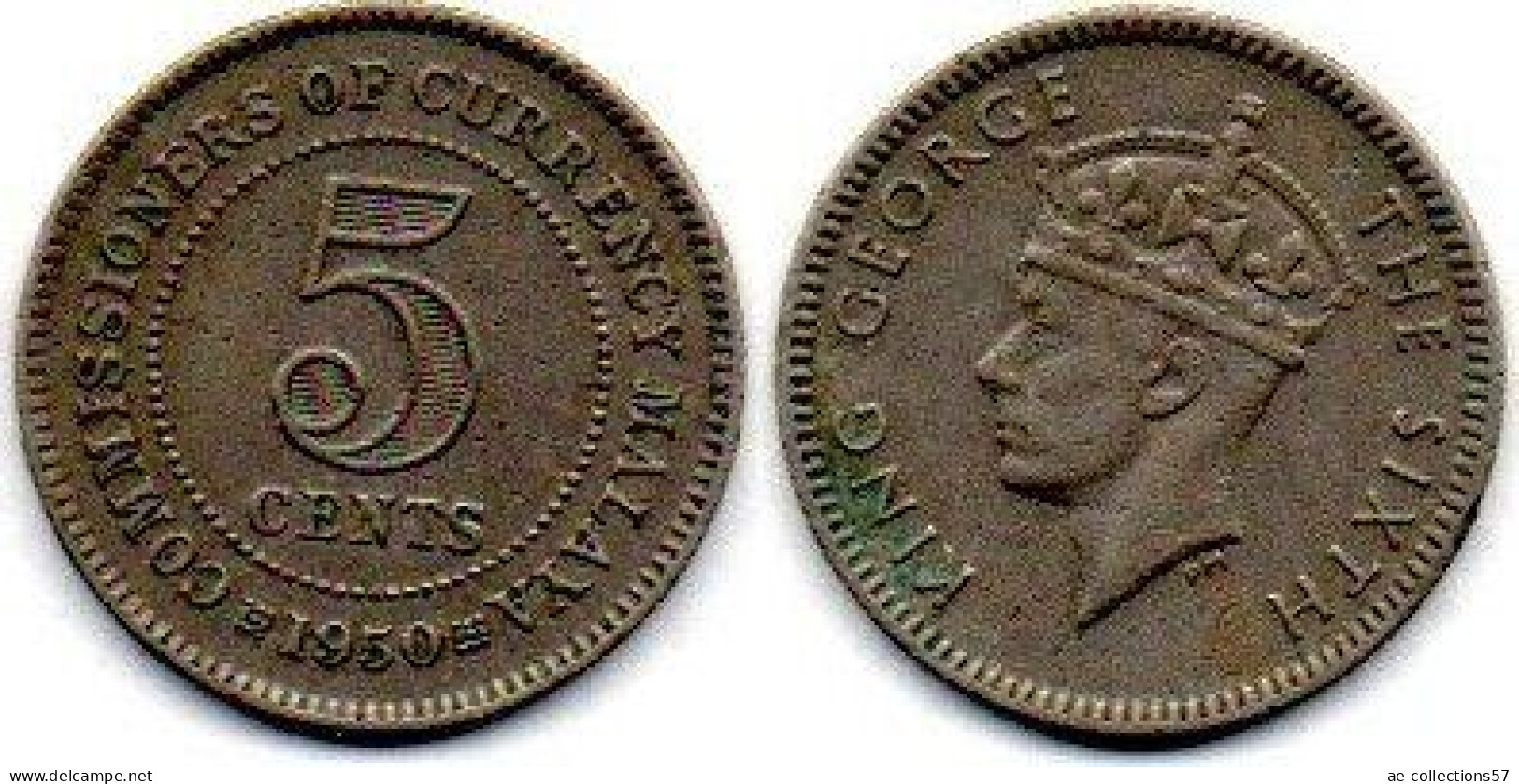 MA 25161  / Malaya 5 Cents 1950 TB+ - Malaysie