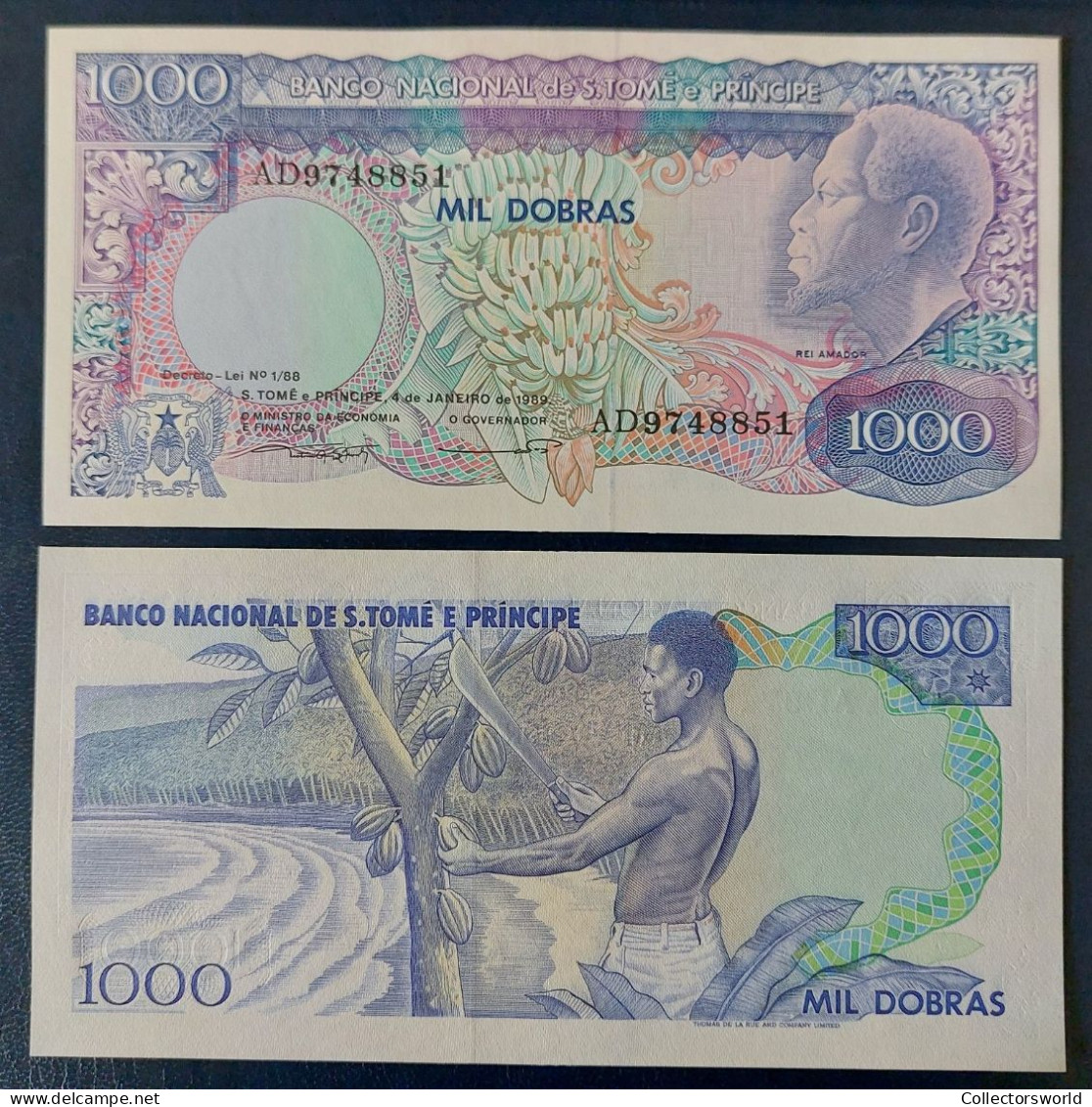 St Thomas & Prince / Sao Tome E Principe 1000 Dobras 1989 P62 UNC - Sao Tome En Principe