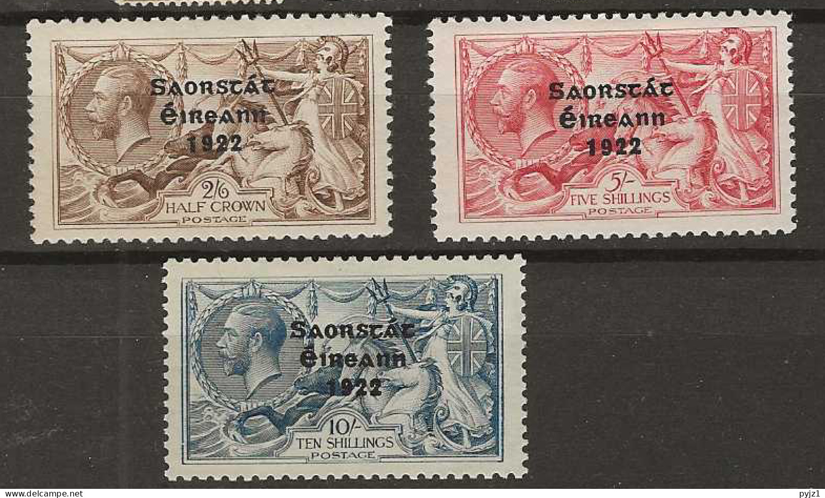 1922 MH Ireland Mi 37-39-I Wide Overprint - Ungebraucht