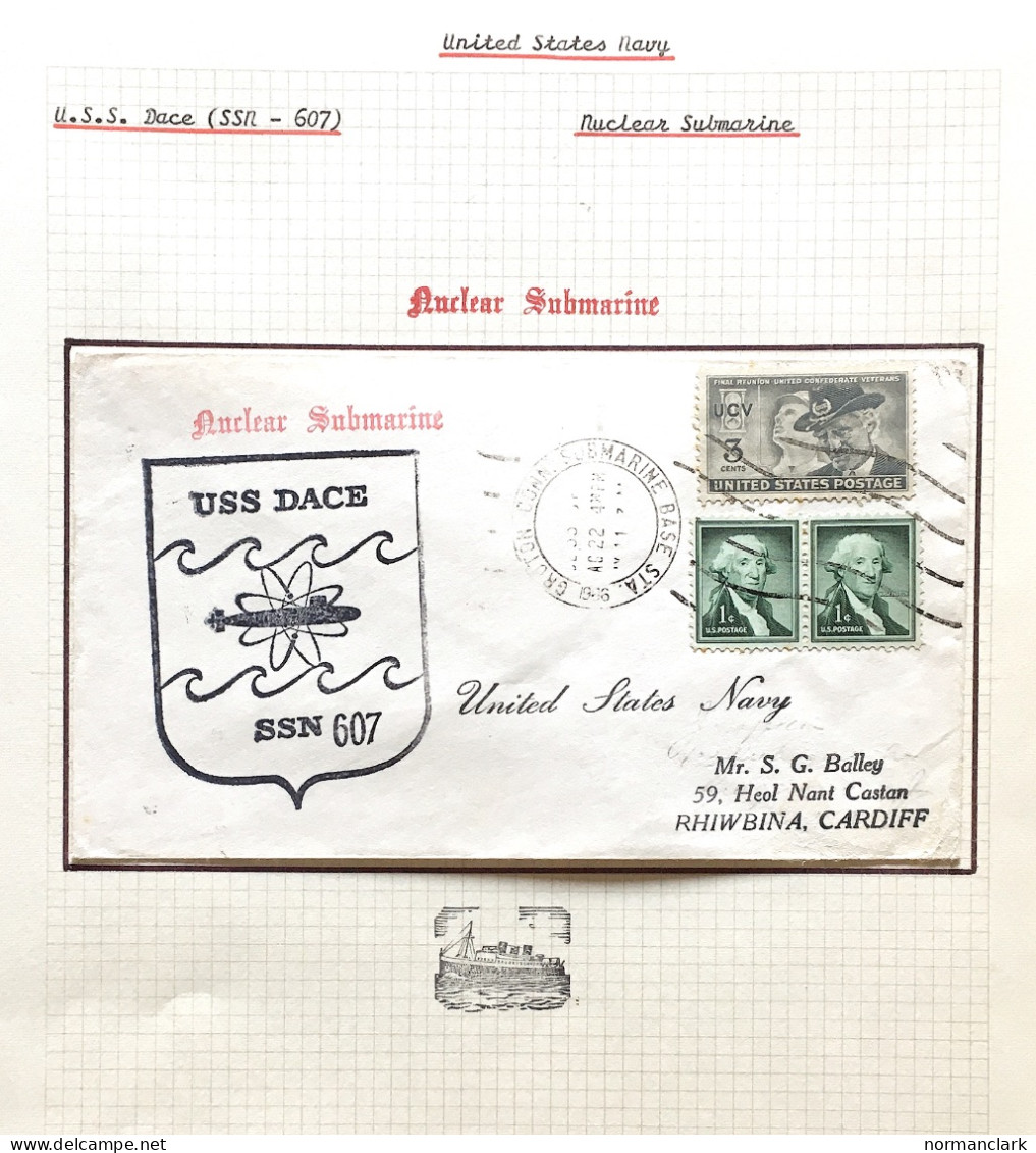 USA 1946-70 NAVY SUBMARINE & SUBTENDER POSTMARKS ON SPECIAL CACHED COVERS (8 ITEMS) - Submarines