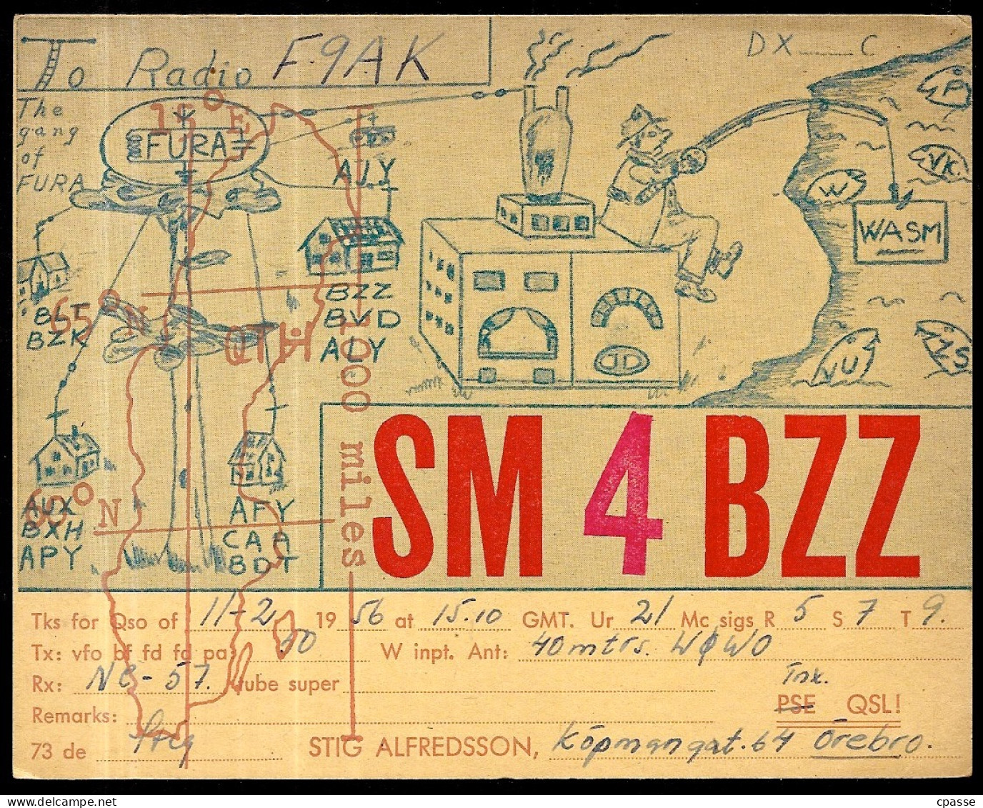 1956 Carte QSL SWEDEN SVERIGE Stig ALFREDSSON Orebro - SM4BZZ - Other & Unclassified