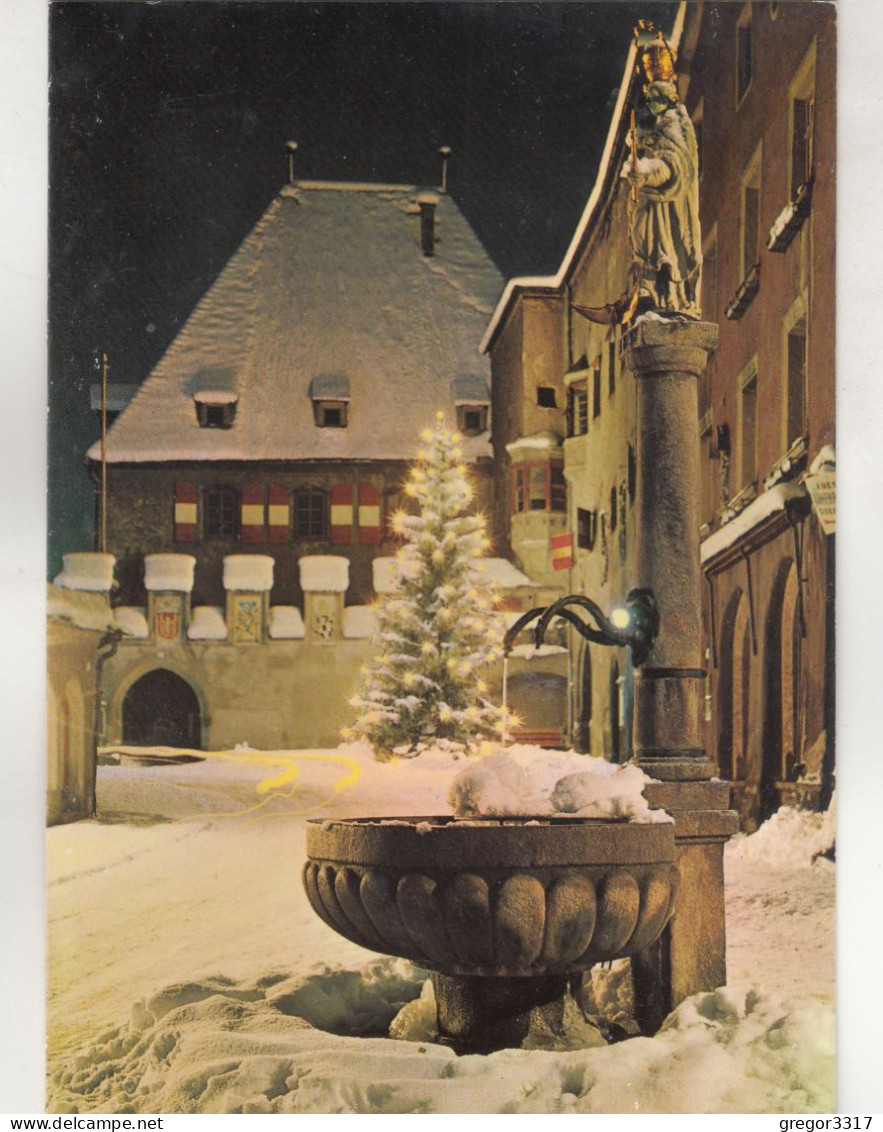D5127) Weihnachtliches HALL In TIROL - Verschneiter Brunnen Säule U. Weihnachtsbaum - Schöne KLAPPKARTE - älter - Hall In Tirol
