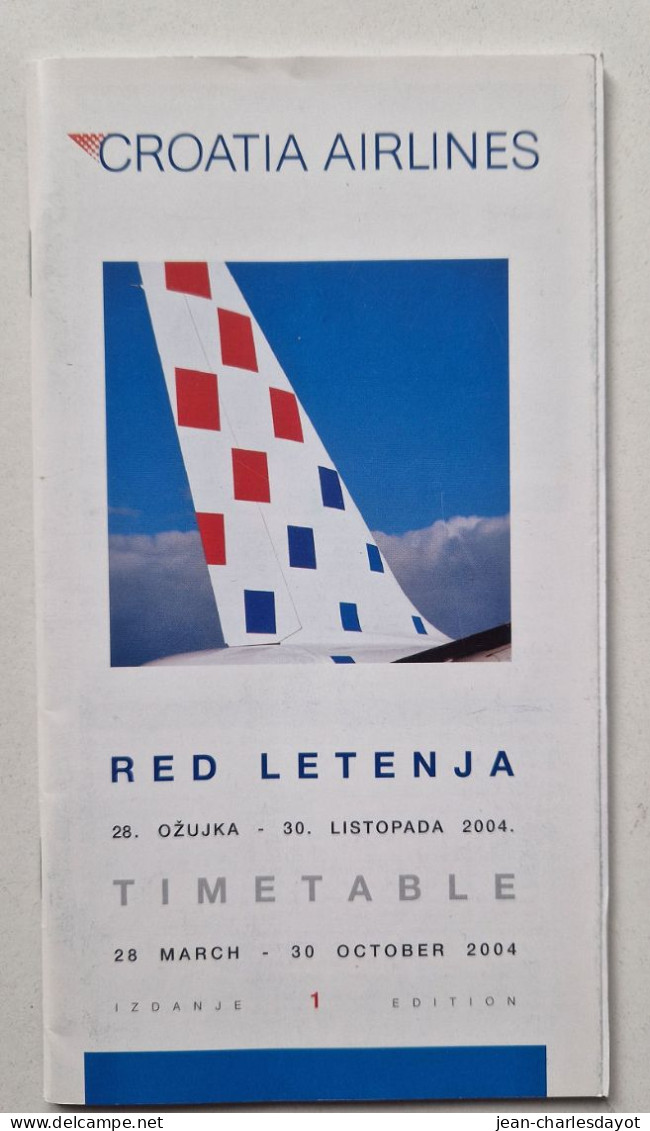 Guide Horaire : CROATIA  AIRLINES 2004 - Timetables