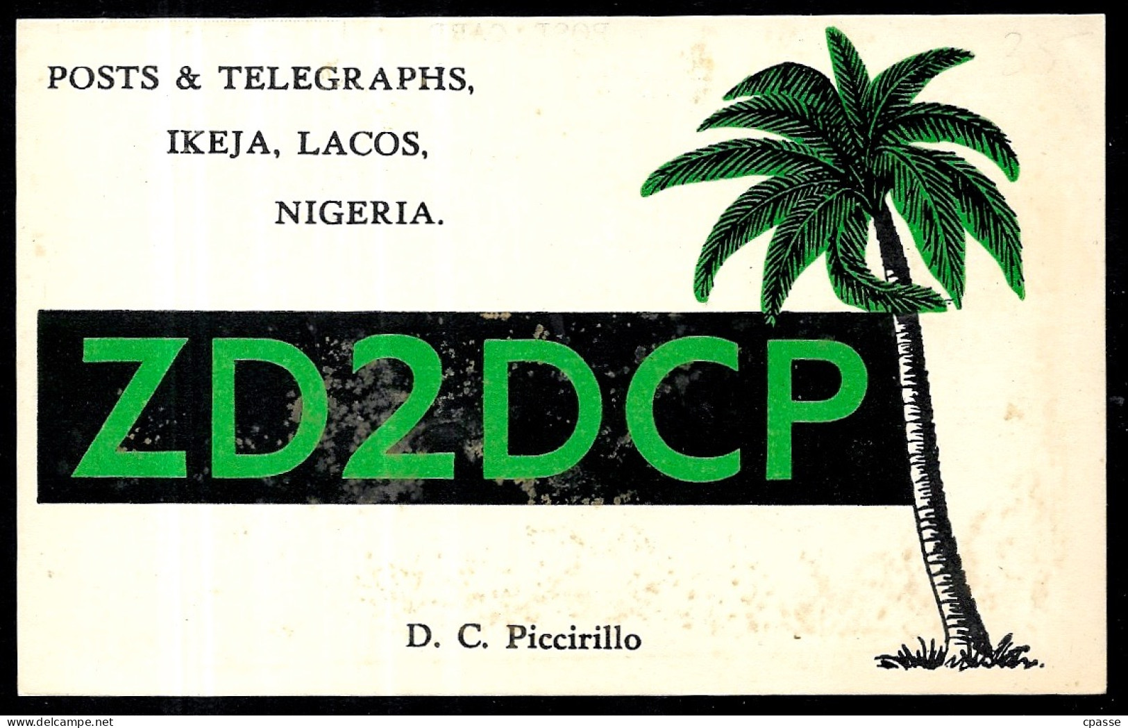 1957 Post Card Carte QSL Posts & Telegraphs - D.C. Piccirillo, IKEJA, LAGOS, NIGERIA - ZD2DCP (palmier) - Autres & Non Classés