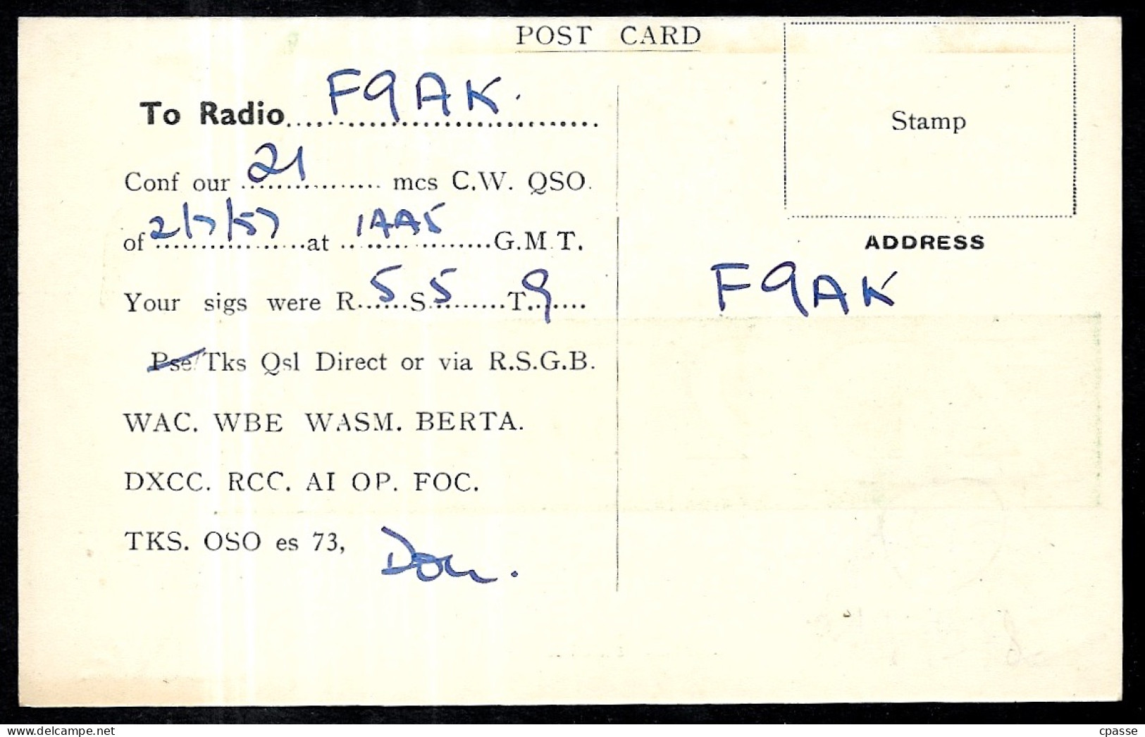 1957 Post Card Carte QSL Posts & Telegraphs - D.C. Piccirillo, IKEJA, LAGOS, NIGERIA - ZD2DCP (palmier) - Andere & Zonder Classificatie