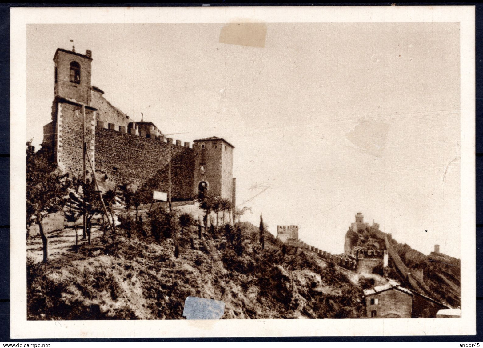 1943  C.10+15+20+25+50 + 30 C. SU 20C.  SASS.215/219+226 DELLA SERIE ARBE SU CARTOLINA DA SAN MARINO X AREZZO FIRMATO BI - Storia Postale