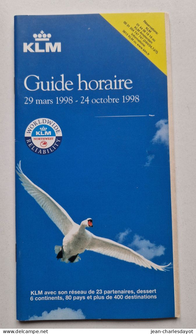 Guide Horaire : KLM 1998 - Timetables