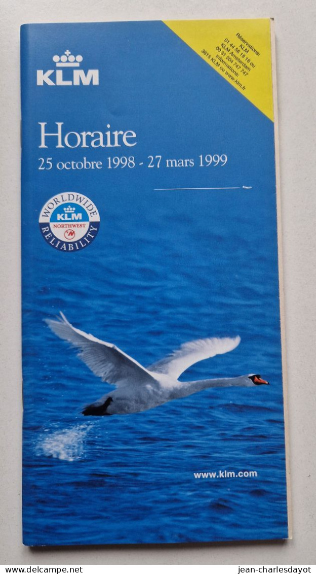 Guide Horaire : KLM 1998-1999 - Horaires