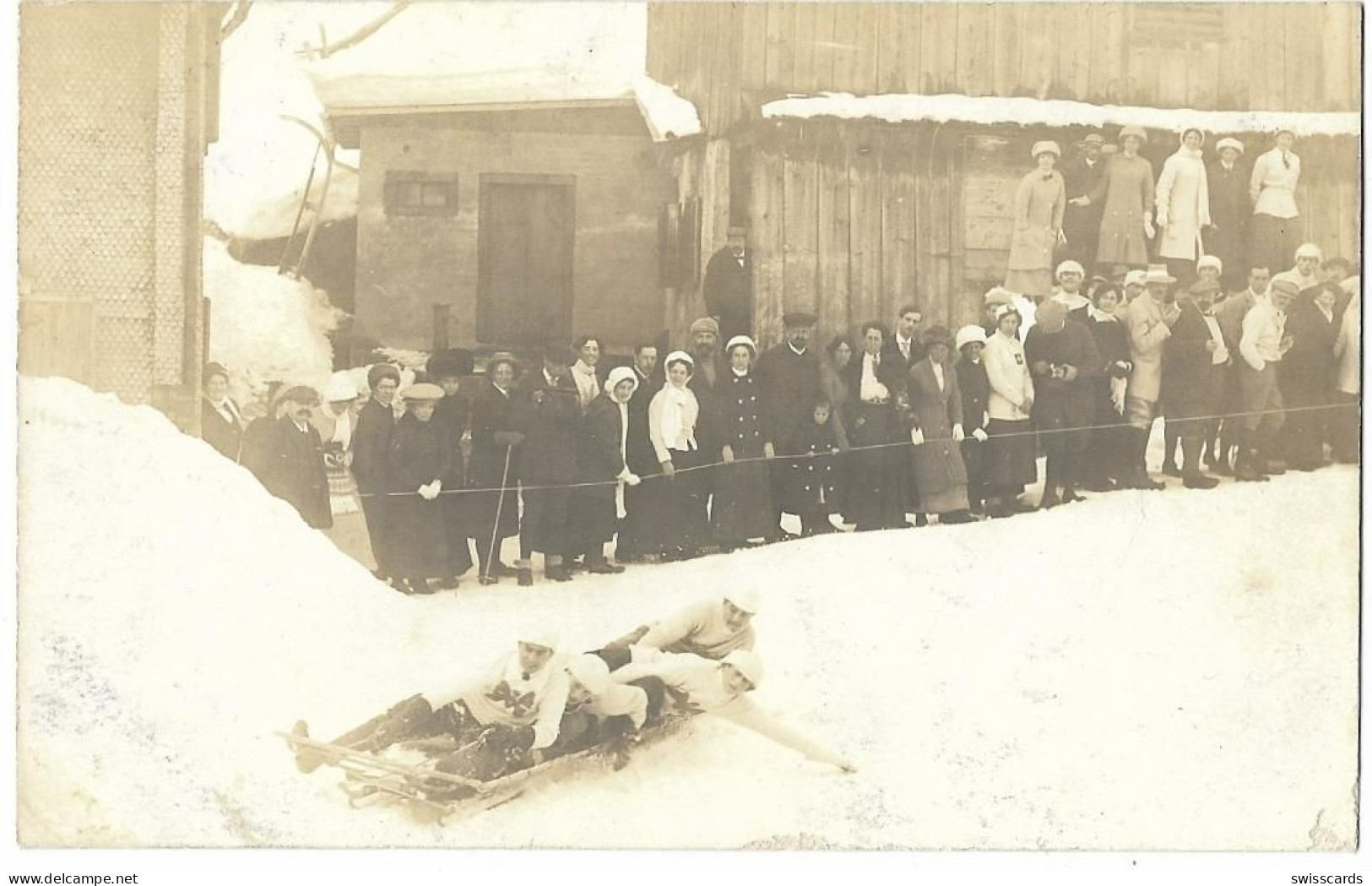 KLOSTERS: Bob-run, Englische Echt-Foto AK ~1900 - Klosters
